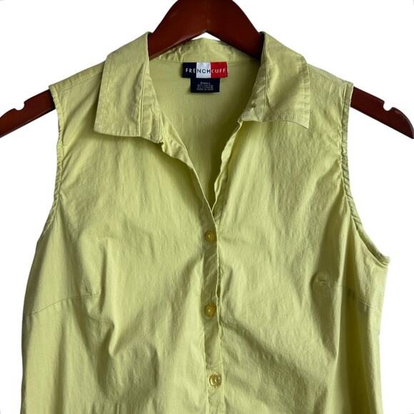 French Kuff Women Top S Chartreuse Cotton Stretch Casual Travel Preppy Comfy - Picture 6 of 10